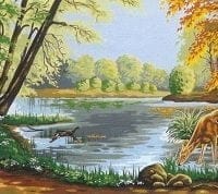 Lacul din codru - canevas imprimat