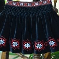 Embroidered velvet skirt