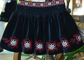 Embroidered velvet skirt
