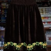 Embroidered velvet skirt