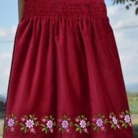 Embroidered velvet skirt