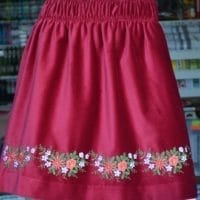Embroidered velvet skirt