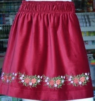 Embroidered velvet skirt