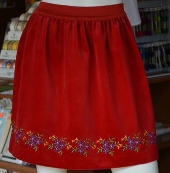 Embroidered velvet skirt