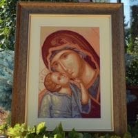 Măicuța Domnului cu Pruncul - cusut și înrămat