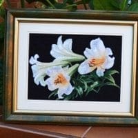 Lilies - sewn and framed pattern