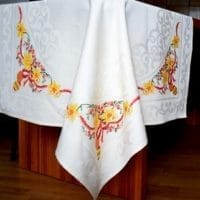 Sewn and finished tablecloth