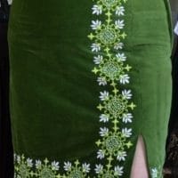 Embroidered velvet skirt