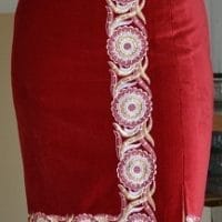 Embroidered velvet skirt