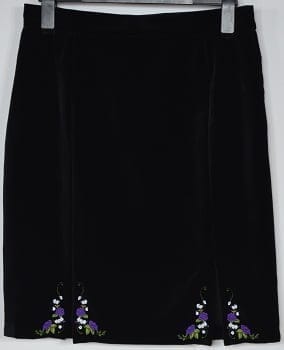 Embroidered velvet skirt