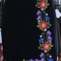 Embroidered velvet skirt