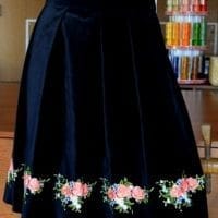 Embroidered velvet skirt