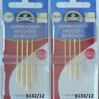 Golden needles with a sharp point and elongated ear