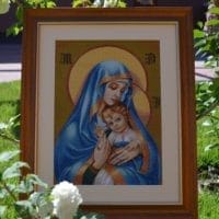 Our Lady-Protector - sewn and framed pattern