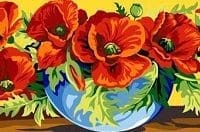 Vase with poppies - printed canvas