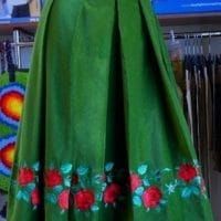 Embroidered velvet skirt