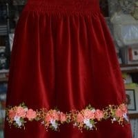 Embroidered velvet skirt