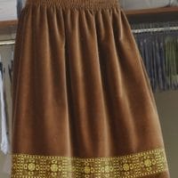 Embroidered velvet skirt