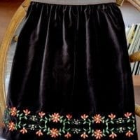 Embroidered velvet skirt