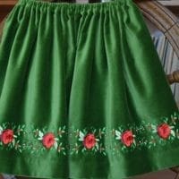 Embroidered velvet skirt