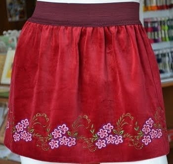 Embroidered velvet skirt