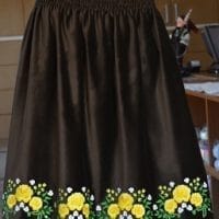 Embroidered velvet skirt