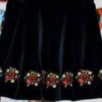 Embroidered velvet skirt
