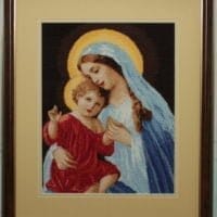Virgo with Baby - sewn and framed