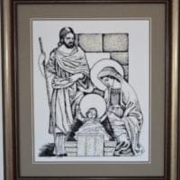 The birth of the Holy Baby - sewn and framed