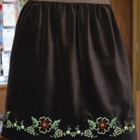 Embroidered velvet skirt
