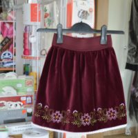 Embroidered velvet skirt