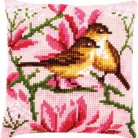 Păsări printre magnolii -kit pentru pernuță în punct de cruce